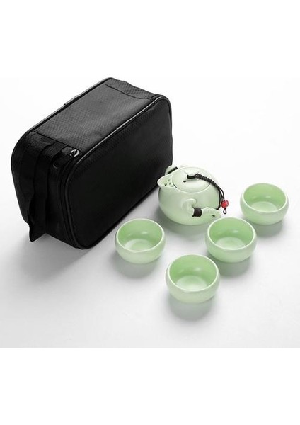 Çay Seti1 Pot 4 Bardak Seyahat Çantası Ding Fırın Çay Setleri Taşınabilir Seyahat Çay Seti Hızlı Fincan Çay Potu Su Isıtıcısı Gaiwan Çay Setleri | Çaydanlıklar (Çay Setleri Yeşil)(Yurt Dışından)