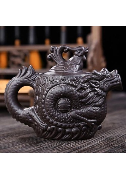 Mor Kil Çaydanlık, Geleneksel Çince Çay Potu Ejderha ve Phoenix Çay Su Isıtıcısı Çay, Mor Kil Kungfu Çay Seti | Çaydanlıklar (B)(Yurt Dışından)