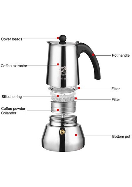 Paslanmaz Çelik Kahve Makinesi Kahve Pot Moka Pot Şofben Kahve Makineleri Su Isıtıcısı Kahve Brewer Latte Percolator Soba Kahve Araçları(Yurt Dışından)