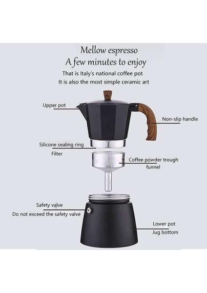 300ML Moka Pot Latte Kahve Espresso Percolator Pot Kahve Makinesi Italyan Mocha Espresso Su Isıtıcısı Ev Açık Stopetop Cezve | Kahve Kapları(Yurt Dışından)