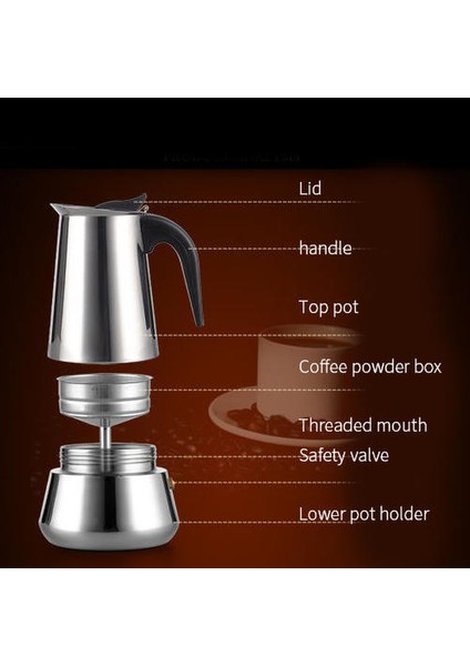 Paslanmaz Çelik Kahve Pot Mocha Espresso Latte Percolator Soba Kahve Makinesi Pot Percolator Içecek Aracı Cafetiere Latte Stopetop | Kahve Tencereler(Yurt Dışından)