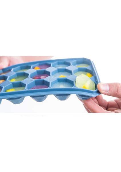 20 cm 15 Izgara Silikon Buz Tepsisi Kapaklı Dıy Ice Küp Kalıp Buz Şeker Kek Pudingi Çikolata Kalıpları Kolay Serbest Bırakma Buz Kalıp | (Mavi)(Yurt Dışından)