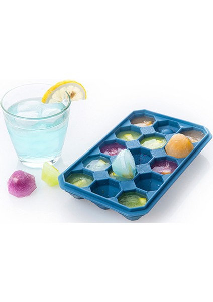 20 cm 15 Izgara Silikon Buz Tepsisi Kapaklı Dıy Ice Küp Kalıp Buz Şeker Kek Pudingi Çikolata Kalıpları Kolay Serbest Bırakma Buz Kalıp | (Mavi)(Yurt Dışından)