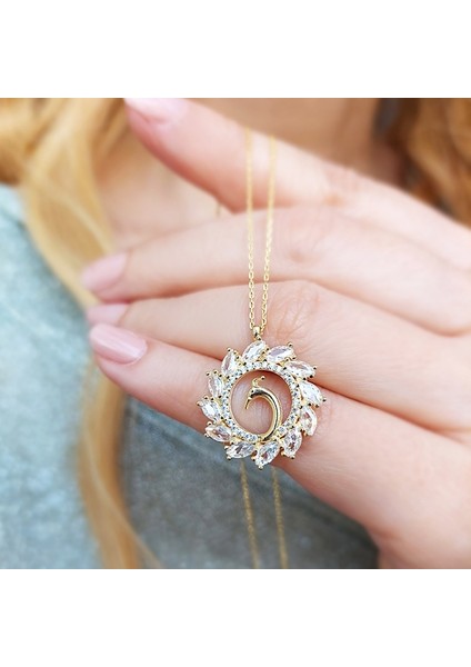 925 Ayar Gümüş Tavuskuşu Kolye