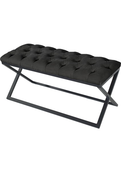 Varcera Gri Puf Çapraz Metal Ayaklı, Kapitoneli Chester Model Bench fiyatları