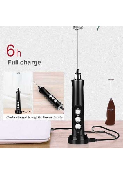 Şarj Edilebilir Elektrikli Süt Frother 2 Çırpma ile 3 Hızlar Ayarlanabilir El Köpük Makinesi Yumurta Çırpıcı Kahve Içecek Mikser Blender | Sütlüler(Yurt Dışından)