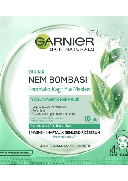 Garnier Kağıt Maske Nem Bombası Ferahlatıcı