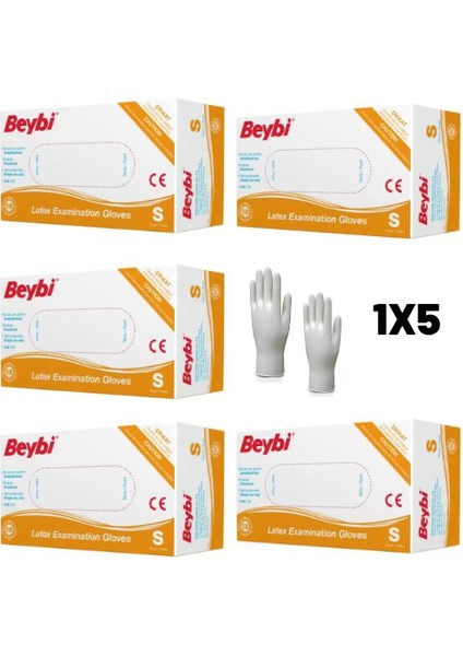 Lateks Pudralı Muayene Eldiven Small 5 x 100'lü