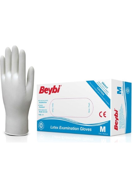 Lateks Pudralı Muayene Eldiven Medium 5 x 100'lü