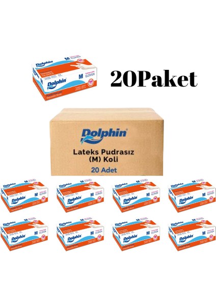 Lateks Pudrasız Muayene Eldiven Medium 20 x 100'lü