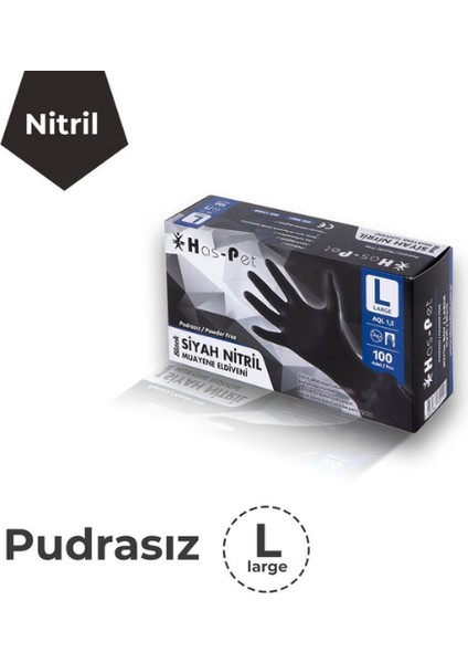 Siyah Nitril Pudrasız Large 100'lü