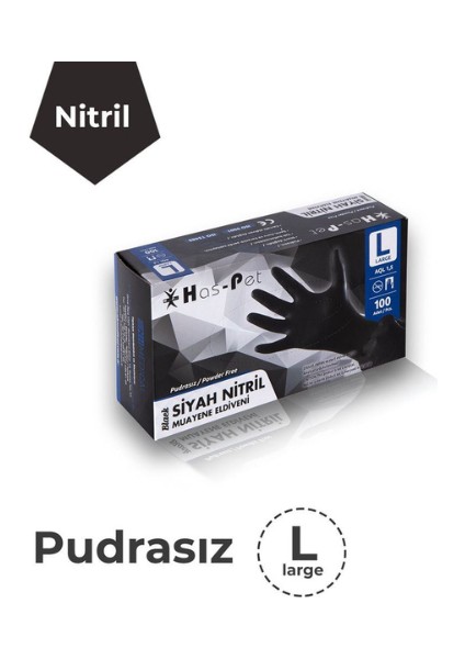 Siyah Nitril Pudrasız Large 20 x 100'lü