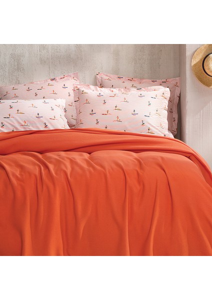 Bedding Wave Çift Kişilik Pike Takımı - Mercan