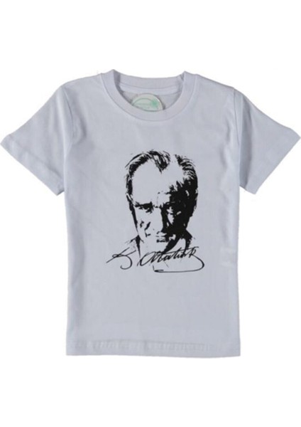 Erkek Çocuk / Kız Çocuk Atatürk Desenli Sırtı Imzalı Tişört