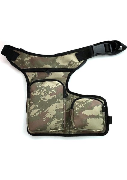 Bacak Çantası Üç Cepli Kamufulaj Açık Yeşil