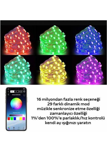 5 Metre Bluetooth Bağlantılı Telefon Ile Kontrol Edilebilen LED Lamba, Rgb Işıklı Süs Lambası indirimleri