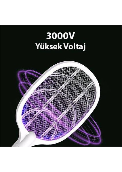 3000W Şarjlı Uv Işıklı Elektrikli Sivrisinek Kovucu Öldürücü Masaüstü El Tutmalı Sinek Kovucu