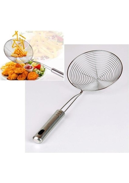 30-15 cm Kancalı Kevgir Süzgeç Kızartma Maşası Süzgeç Metal Saplı Yağ Kevgiri indirimleri