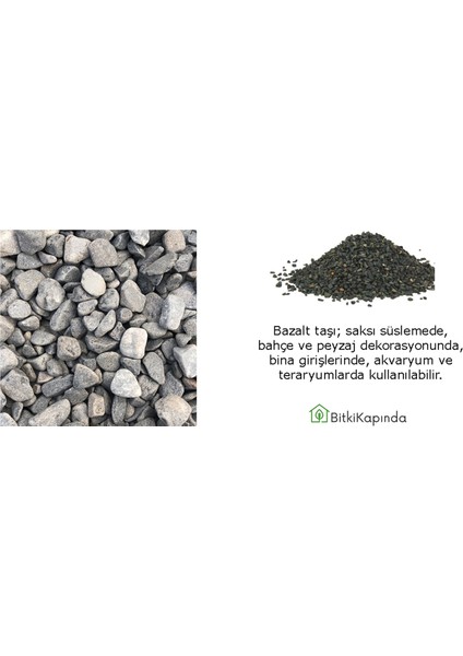 Bazalt 2-4 Cm, Siyah Saksı ve Bahçe Taşı, Dekoratif Teraryum Taşı, Akvaryum Çakıl Taşı, Süs Taşı fırsatları