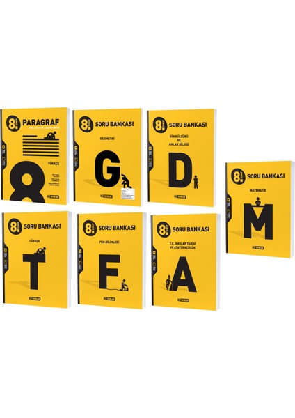 LGS 2023 8. Sınıf Matematik - Geometri - Türkçe - Fen - Paragraf - Inkılap - Din Soru Seti 7 Kitap