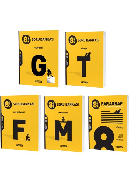 LGS 2023 8. Sınıf Matematik - Geometri - Türkçe - Fen - Paragraf Soru Seti 5 Kitap