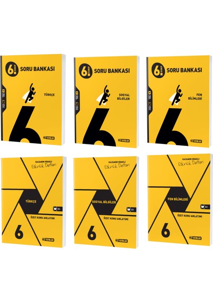 2023 6. Sınıf Fen Bilimleri - Türkçe - Sosyal Soru - Defter Seti 6 Kitap