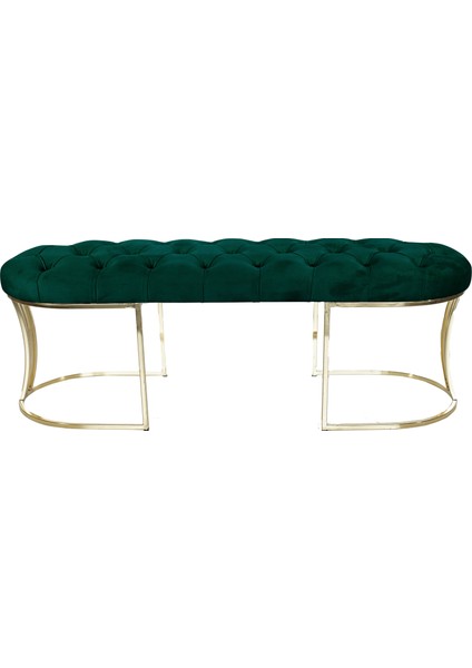 Gazzini Furniture Viego Gold Yeşil Puf Luxery Metal Gold Ayak Chester Model Yatak Ucu Bench