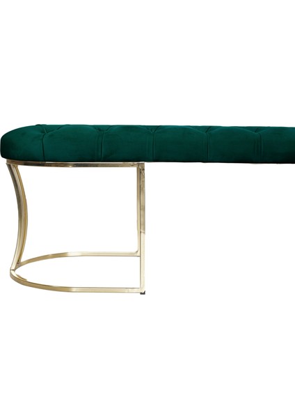 Gazzini Furniture Viego Gold Yeşil Puf Luxery Metal Gold Ayak Chester Model Yatak Ucu Bench