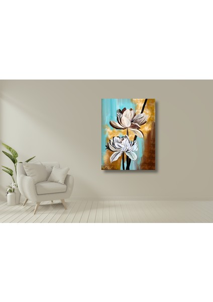 Yağlı Boya Görünümlü Dekoratif Çiçek Kanvas Tablo