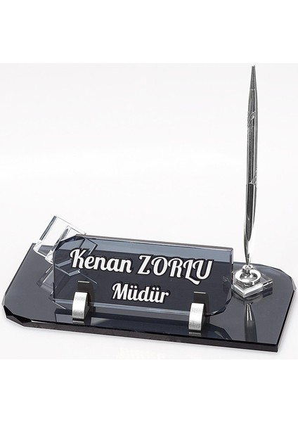 Forte Kristal Isimlik Gümüş Yeni Iş Ofis Masa Isimliği