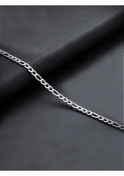 Çelik Silver Figaro Model Yassı Erkek Zincir Bileklik fiyatları