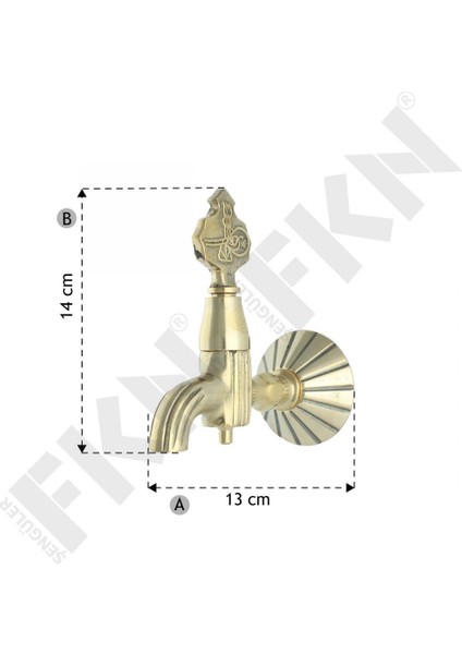 İkili Hamam Taslı Lüks Tuğralı Sarı Osmanlı Musluk (2 Musluk+1 Hamam Tası)