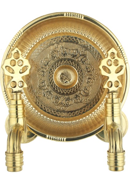 İkili Hamam Taslı Lüx Perlatörlü Sarı Osmanlı Musluk (2 Musluk+1 Hamam Tası)