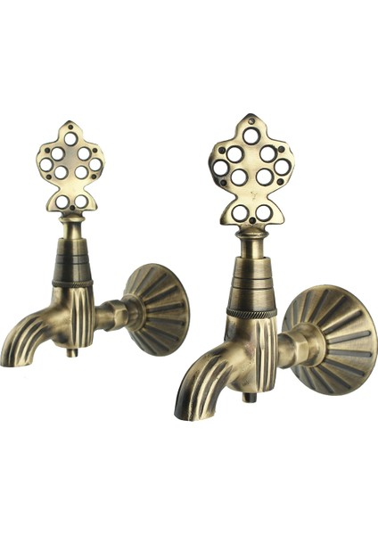 İkili Hamam Taslı Antik Osmanlı Musluk (2 Musluk+1 Hamam Tası)