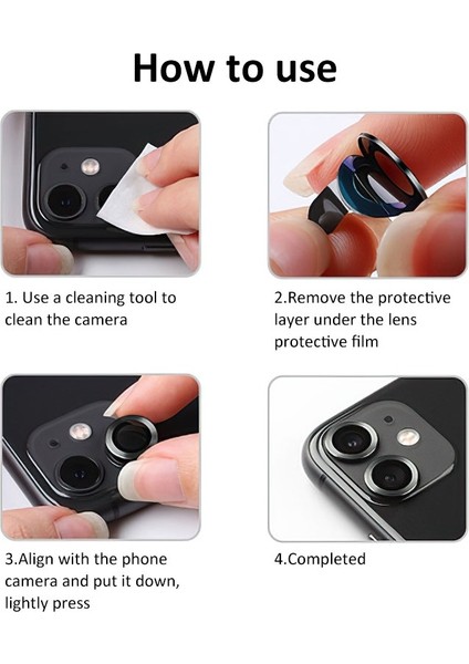 iPhone 13 Pro / 13 Pro Max Uyumlu Halka Set Metal Lens Koruyucu Cam