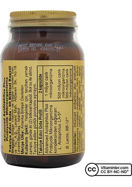 Advanced Acidophilus Plus 60 Kapsül