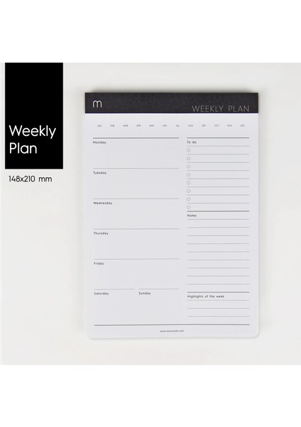 Munuplanner - Black & White Weekly Plan (Haftalık Planlayıcı)