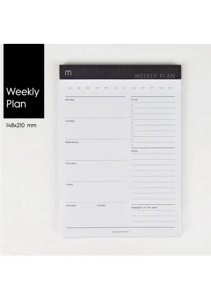 Munu Note Munuplanner -  Black & White Weekly Plan (Haftalık Planlayıcı)