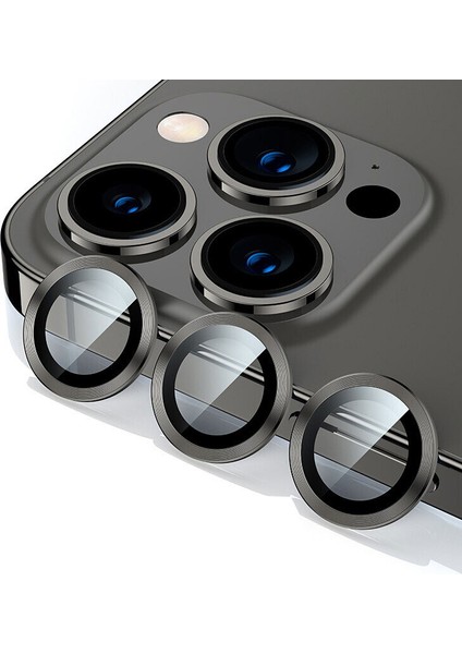 iPhone 13 Pro / 13 Pro Max Uyumlu Halka Set Metal Lens Koruyucu Cam