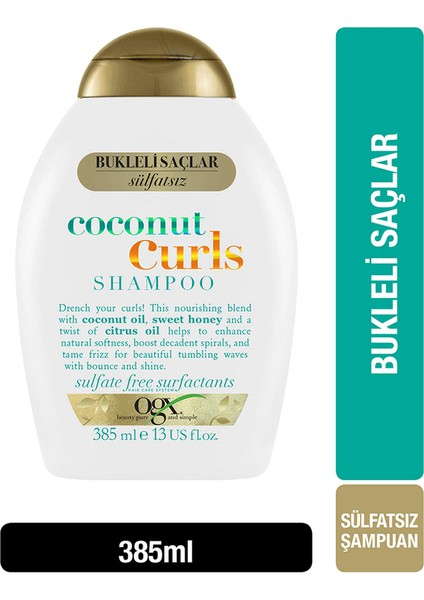 Bukleli Saçlar Için Nemlendirici Coconut Curls Şampuan 385 ml
