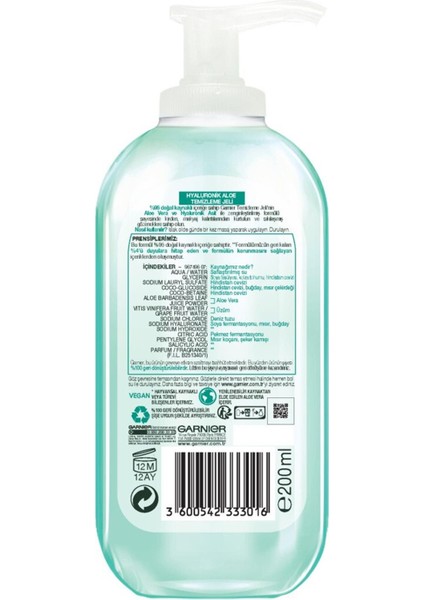 Bee Beauty Garnier Hyaluronik Aloe Temizleme Jeli 200 ml