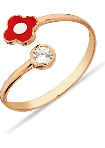 925 Ayar Gümüş Çiçek Figürlü Rose Yüzük - Y015701