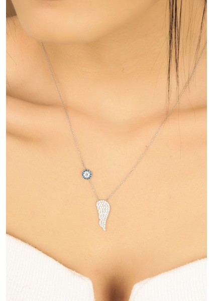 Doğan Silvergümüş Rodyumlu Zirkon Taşlı Bayan Kolye. DGN21247