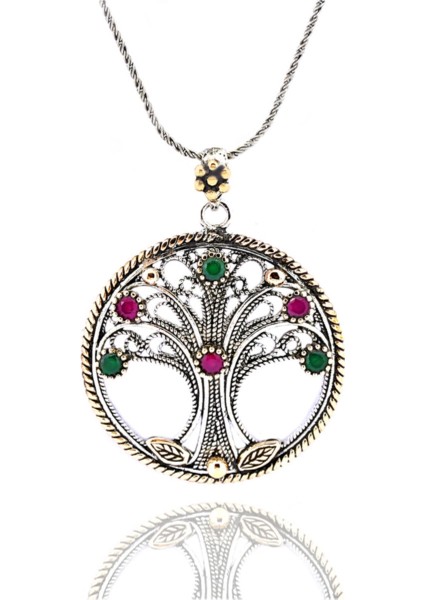 Doğan Silverhayat Ağacı Telkari Işçiliği Gümüş Kolye
