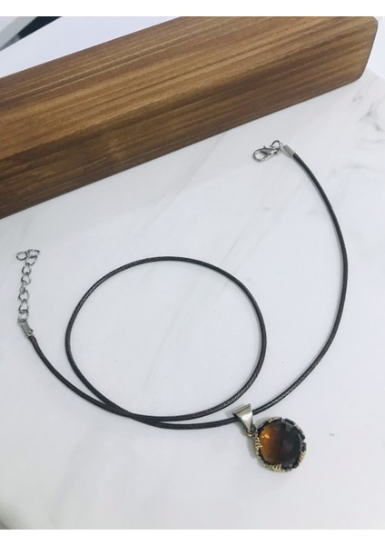 Doğan Silverdumanlı Kuvars Taşlı Tuğralı Model Otantik Gümüş Kolye DGN21346