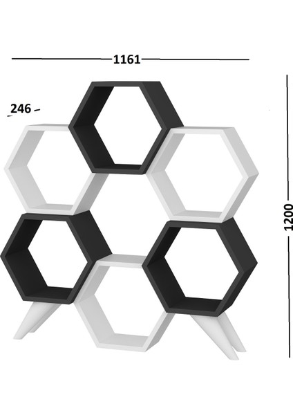 Evdekimoda Hexagon Kitaplık (Safir-Beyaz)