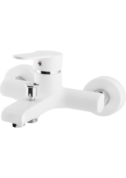 Beyaz Pirinç Çift Su Çıkışlı Mix White Lüks Duş Banyo Bataryası