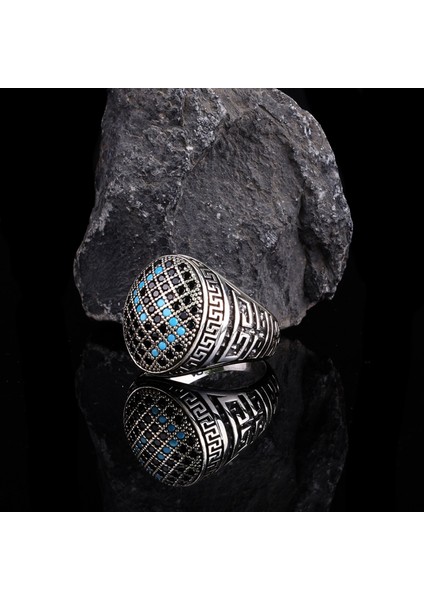 Tespih Sepetim 925 Ayar Gümüş Mikro Taşı Erkek Yüzük