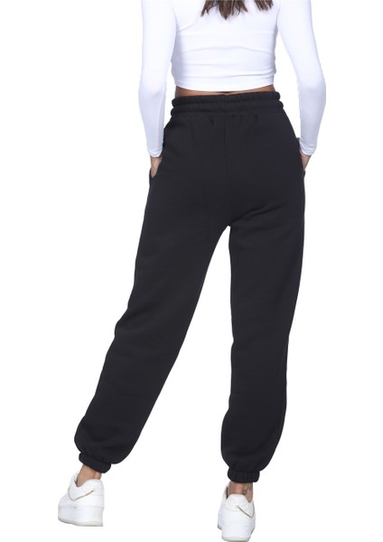 KADIN PAÇA LASTİKLİ ŞARDONLU SİYAH EŞOFMAN ALTI modelleri