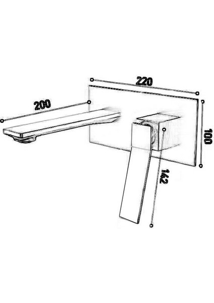 FJ-A3005 Mat Siyah Ankastre Lavabo Bataryası